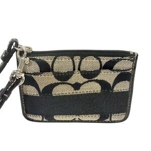 Coach Black Leatherware Women's Signature C Logo Keychain Cardholder Coin Wallet